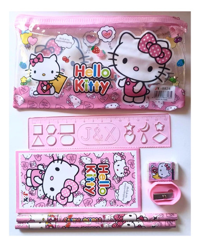 Estuche Con Accesorios Hello Kitty Kawaii Lapiz - Sacaputas