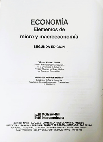 Economía: Elementos De Microeconomía - Beker, Mcgraw-hill (Usado)