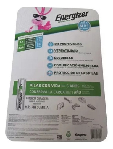 Cargador Energizer + 6 Bat Aa +2 Aaa + Adaptadores C Y D (Reacondicionado)