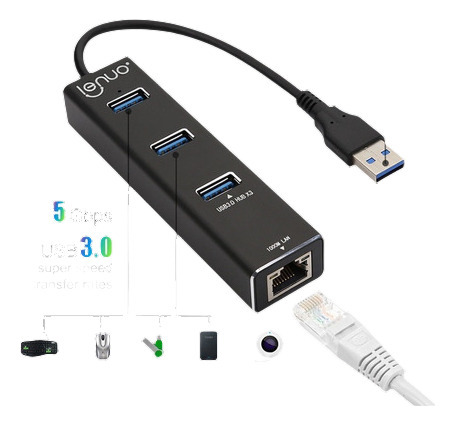 3 Puerto Usb 3,0 Gigabit Ethernet Lan Rj45 Red Adaptador Hub