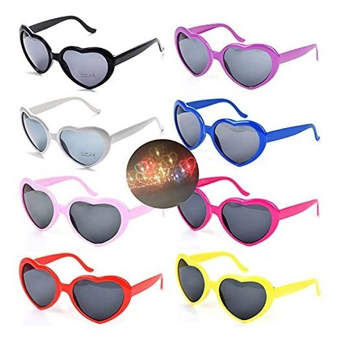 Lentes De Sol - 8 Pack Wholesale Heart Diffraction Glasses F