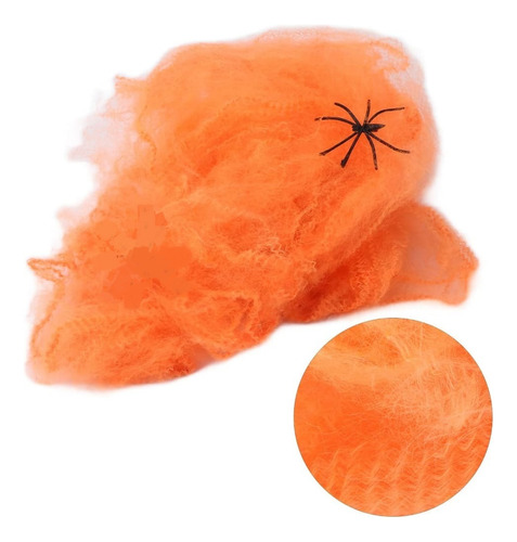 Telaraña Decorativa Naranja Para Halloween Fiestas X 6 Und