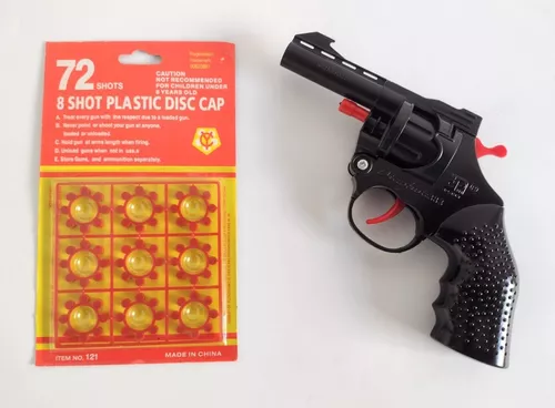 Arma De Brinquedo Preto Espoleta Revólver Cap Gun Plástico