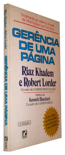 Gerência De Uma Pagina Riaz Khaden E Robert Lorder Livro (