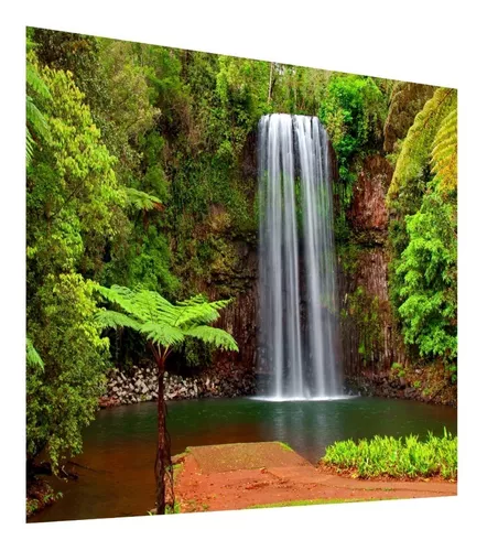 Fotomural Vinilo Pared Cascada Bosque Tropical| Fotomural para Paredes |  Mural | Vinilo Decorativo | Varias Medidas 200 x 150 cm | Decoración