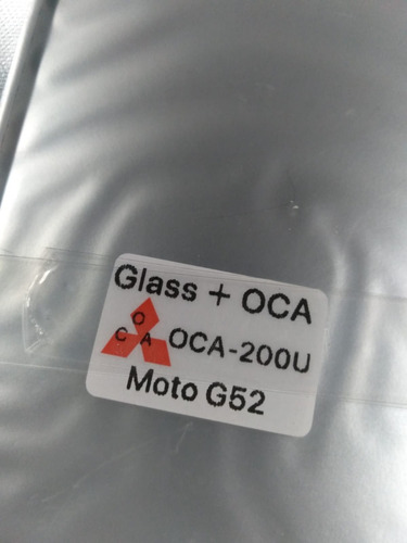 Tela Frontal: Vidro S/ Touch, Moto G52 + Cola Oca Aplicada.