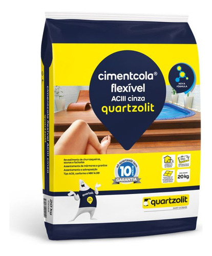 Argamassa Cimentcola AC3 20kg Cinza Flexível Quartzolit