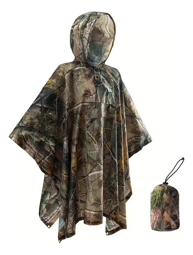 Chaqueta Impermeable Con Capucha De Camuflaje Y Poncho De Ll