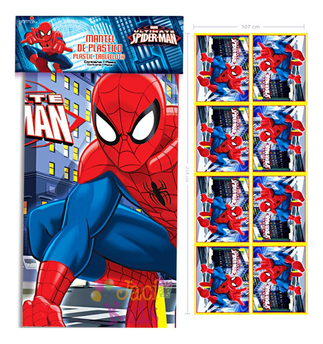 Mantel De Plastico Rectangular Spider Man (254 X 107 Cm) Color Pesonaje Spiderman