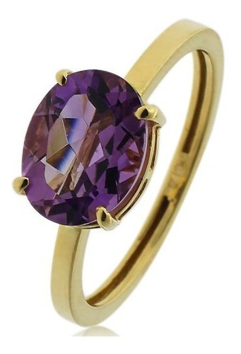 Hermoso Anillo De Amatista Genuina En Oro De 14k