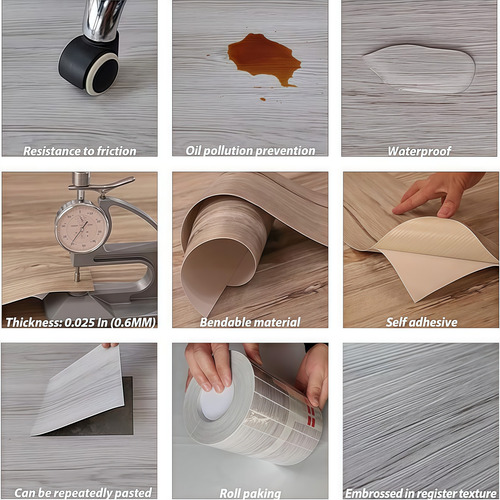 36 Piezas De Pegatinas Autoadhesivas De Pvc Para Suelo Veta De Madera Gris