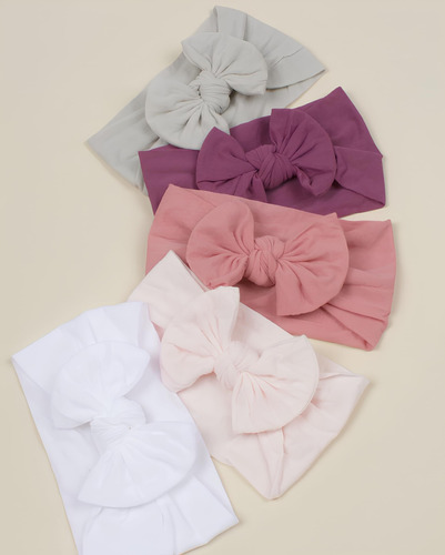 Laços De Bebê Macio Faixinha Turbante Slim Infantil Kit C/5