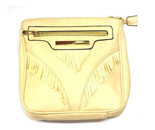 Bolso Flecos Cruzado Carriel  Terciado Dama Le Sak Beige