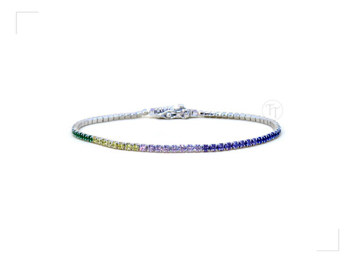 Pulsera Tenis Plata 1ra Ley 925 Colors By Thi Tur® Asro