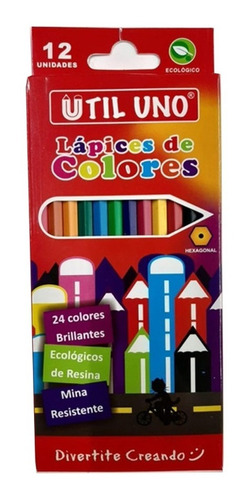 Lápices Pinturitas De Colores Ecológicos X 12 Largo Util Uno