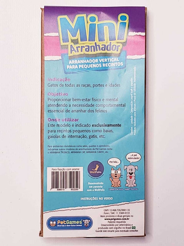 Imagem 2 de 5 de Mini Arranhador Vertical Gatos Pequenos Recintos Com Fita