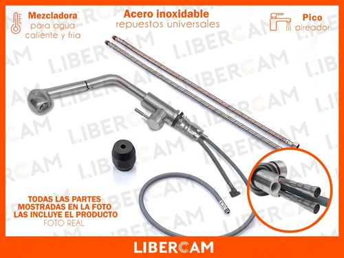 Imagen 8 de 10 de Griferia Canilla Cocina Cuello Extensible Monocomando Lluvia