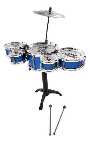 Mini Bateria Infantil Criança Musical Pop Star Jazz Drum Cor Azul