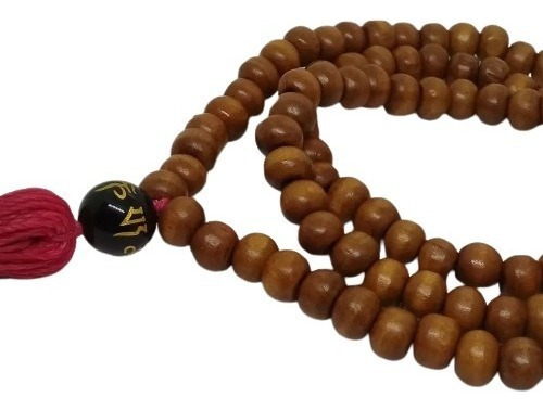 Japa Mala Madera Y Piedra Onix Mantra 108 Cuentas 