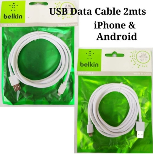 Usb Data Charger Cable Para iPhone & Android 2 Mts Reforzado