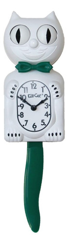 Reloj De Pared Kit Cat Klock, Analógico, Blanco Y Verde