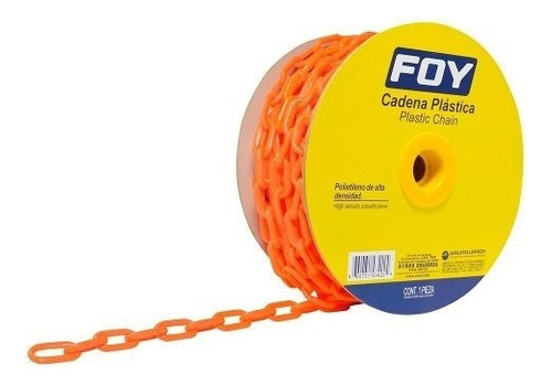 Cadena Plástica 8 Mm X 5/16 25 Mt 80 Kg Naranja Foy 143426