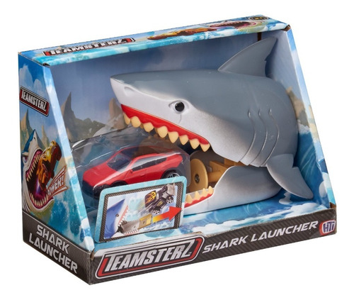 Imagen 1 de 4 de Teamsterz Lanzador Dino Shark Dinosaurio Tiburon Con Auto Ed