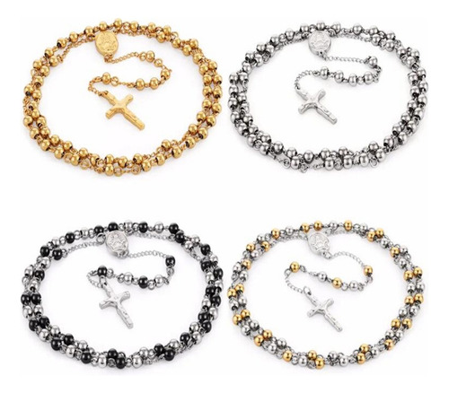 Zb Collar De Acero Inoxidable Con Forma Rosario Con
