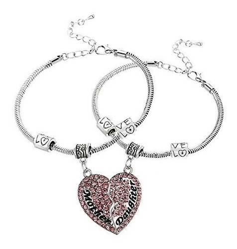 Imagen 1 de 7 de Pulsera Colgante De Corazón Para Madre E Hija - Regalo De