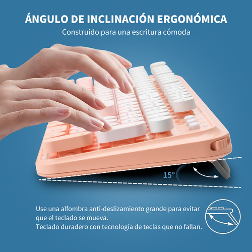 Kit Teclado Y Mouse Inalambrico Español Usb For Laptop Pc Teclado Naranja
