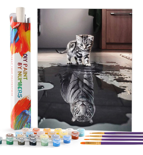 Boshun Kits Pintura Numero Pincel Pigmento Acrilico Lienzo X