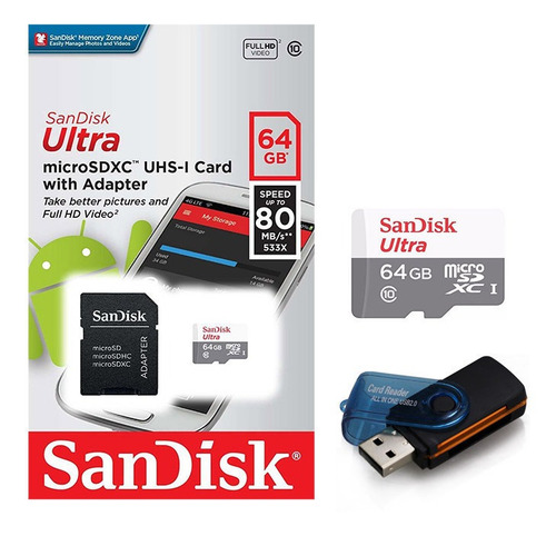 Cartão Micro Sd 64gb Ultra 80mb Classe 10 - Sandisk