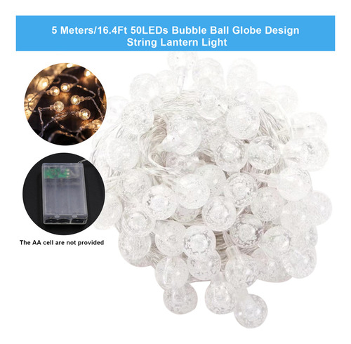 Lámpara De Cuerda Con Diseño De Globo De Burbujas, 50 Led, 5