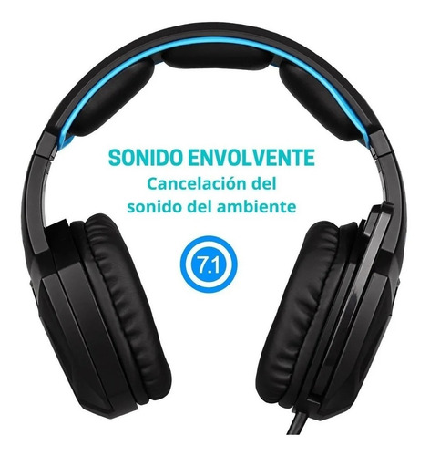 Imagen 3 de 8 de Auriculares Gamer Sades Wolf Spirit Black And Blue