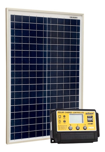 Painel Fotovoltaico Placa Solar 25w + Controlador De Carga