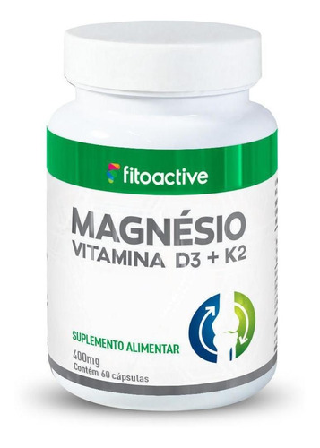 Magnésio Vitamina K2 E Vitamina D3 400 Mg 60 Caps Fitoactive