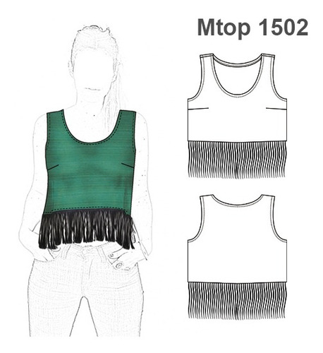 Moldes Patrones Crop Top Flecos Mujer