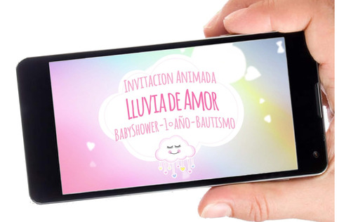 Lluvia De Amor Azul O Rosa Invitación Animada