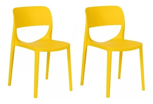 Sillas De Comedor Jardin Plasticas Modernas Smile Pack 2 Ct Color Amarillo