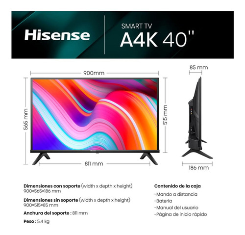 Televisor Hisense 40a4k Smart Full Hd Led 40