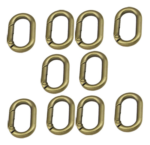 10 Uds. Anillos Ovalados De Resorte Mosquetón Bronce