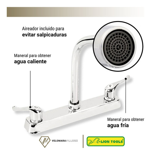 Llave Mezcladora De Cocina Fregadero Tarja Doble Comando
