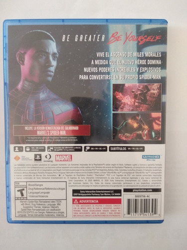 Imagen 2 de 4 de Marvel's Spider-man: Miles Morales Ps5 Juego Físico Usado