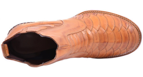 Bota Escamada Masculina Country Rodeio Couro Texana Barretão