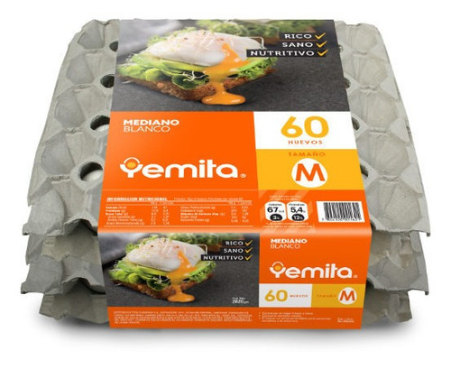 Pack De Huevo Grande Blanco Yemita 60 Unidad(1 Pack)-super