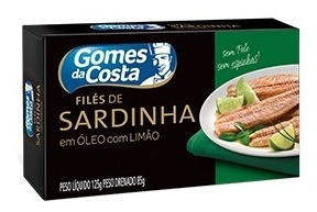 Filé De Sardinha Gomes Da Costa Em Óleo Com Limão  125g