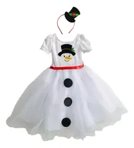 Comprar Disfraz Vestido Largo Muñeco De Nieve Niña Santa Claus Navidad Navideño Rojo Fiesta Noche Buena Manga Corta