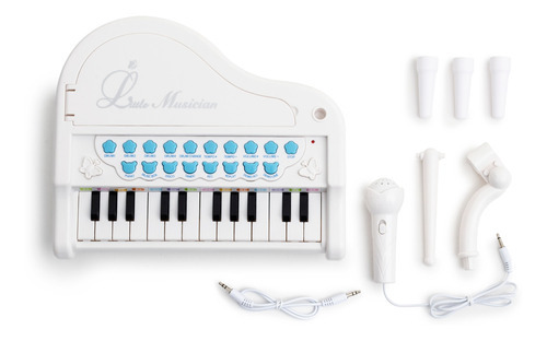 Piano Teclado Brinquedo Infantil Com Microfone Branco