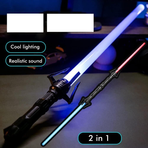2 Pcs Láser 2 En 1, 7 Colores Sable Luz Ampliable Con Sonido