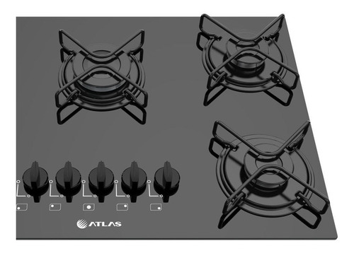 Fogão Cooktop 5 Bocas Atlas Agile Mega Chama Preto Bivolt